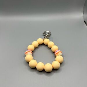 Cream Beaded Keychain - Handmade K0245C